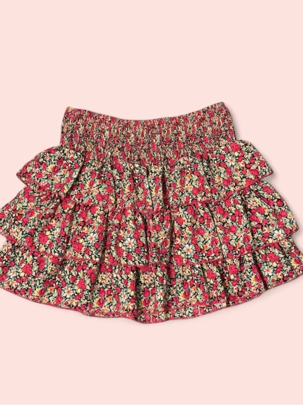 SHEIN Floral Tiered Ruffle Mini Skirt – Size Small